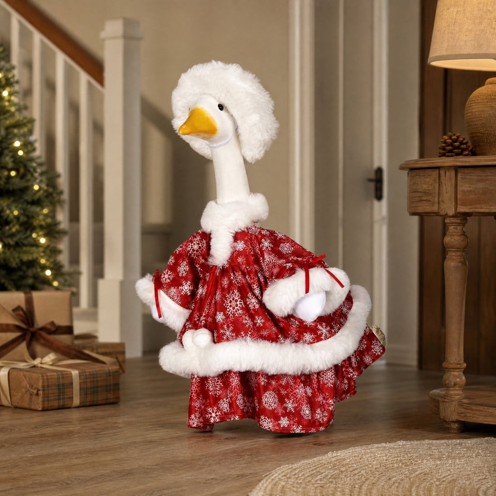 Aurorax Christmas Goose Clothes for Cement Goose Porch Goose 23"/17",Porch Goose Outfit 19 inch,Red Holiday Porch Goose Clothing Accessories for Garden Lawn Yard