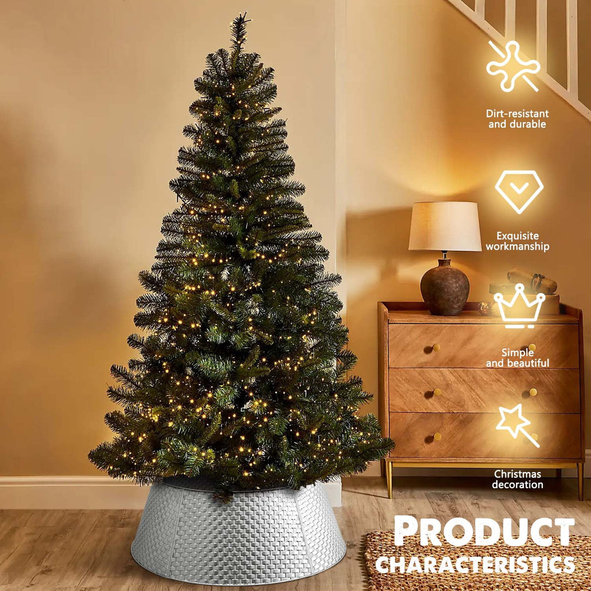 Ayieyill 28 inch Christmas Tree Collar, Christmas Tree Skirt for Christmas Tree Decorations | Metal