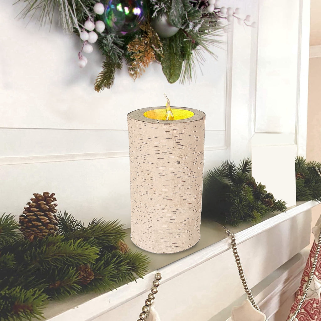 Battery-Operated LED Wooden Flameless Christmas Candle, Brown, 7.3", by Holiday Time