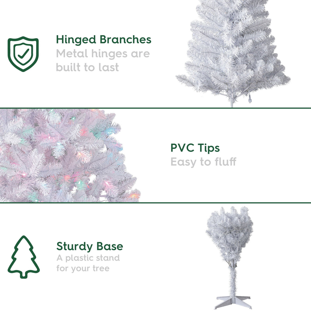 6.5' Pre-Lit Madison Pine Green Artificial Christmas Tree with Color-Changing LED Lights and Stand, by Holiday Time