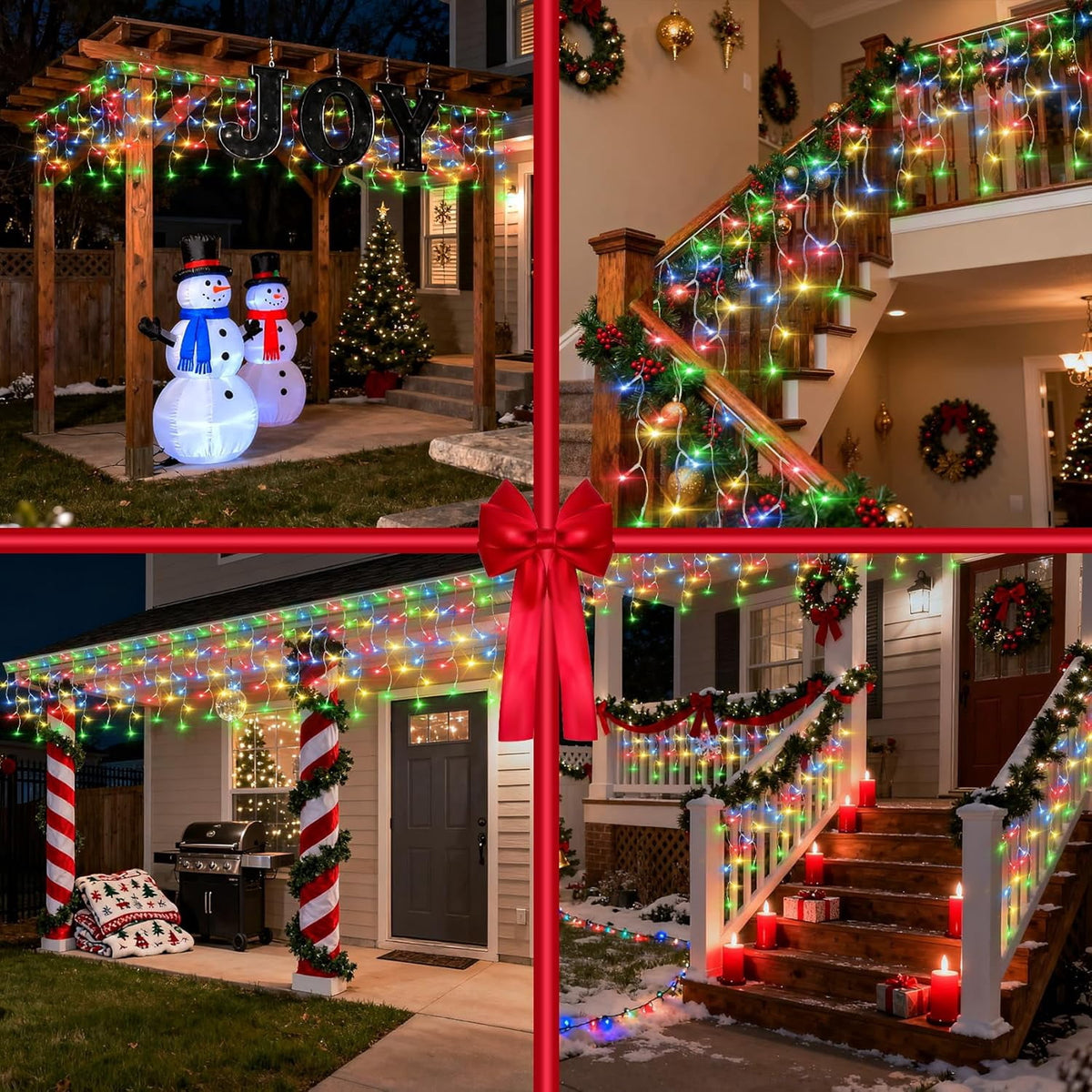 Christmas Icicle Lights Outdoor Decorations 120 LED 13ft Curtain Fairy String Light, Clear Wire LED String Light Indoor Decor for Wedding Party Christmas Holiday Decor