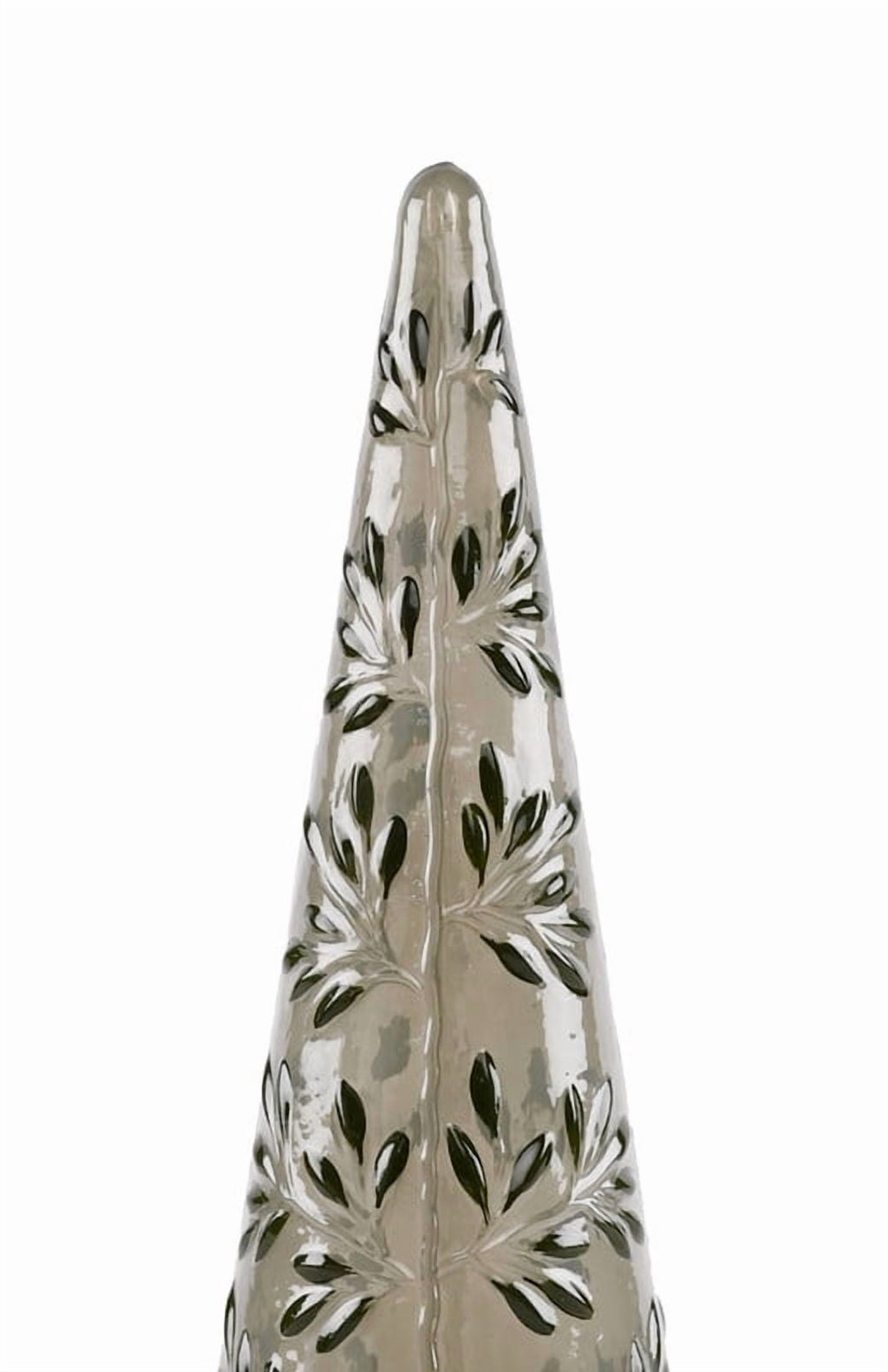 Glass Embossed Leaf Pattern Tree Christmas Decoration, Green, 14.5", by Holiday Time