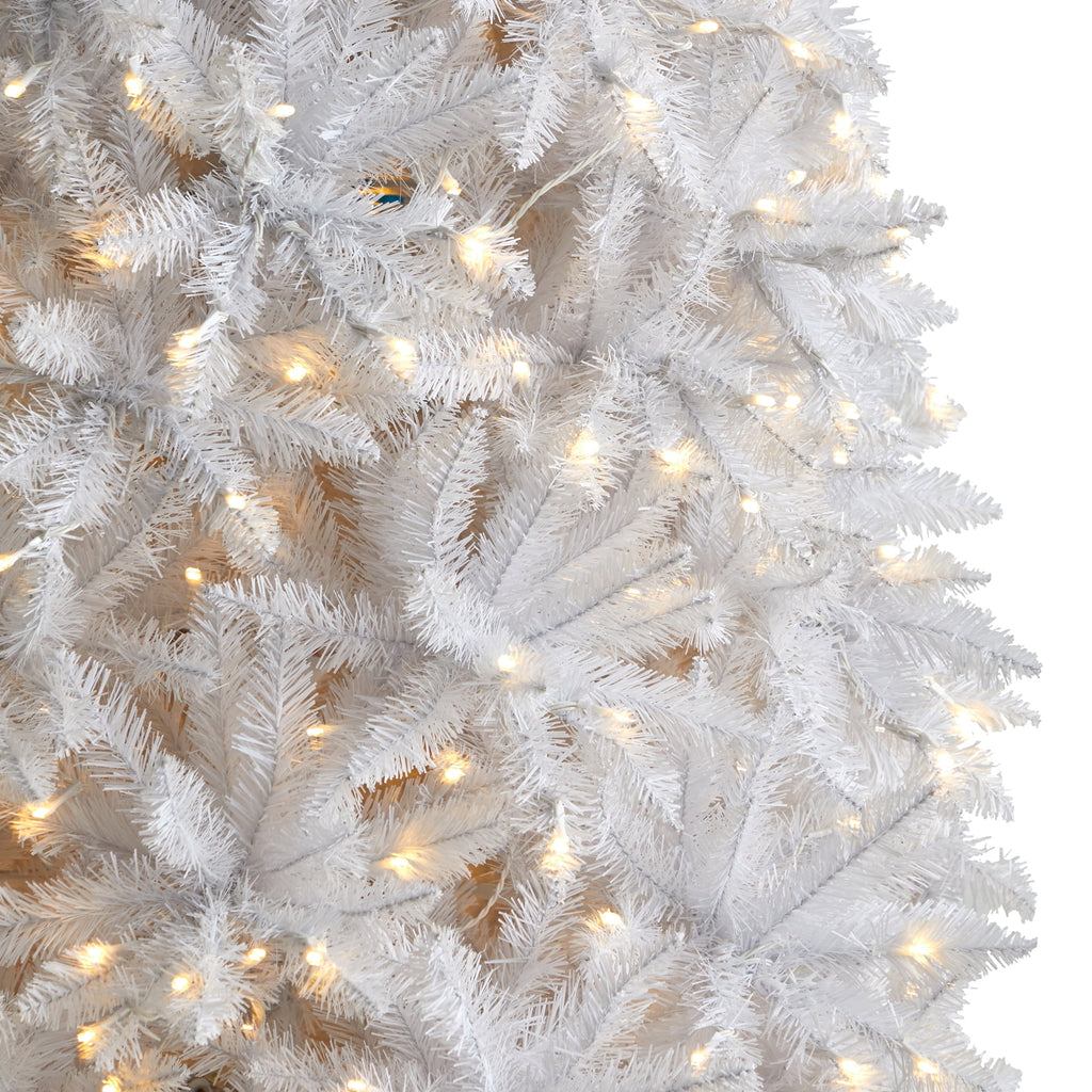 Nearly Natural 3' White Slim Artificial Christmas Tree Prelit 50 Warm White LED Lights