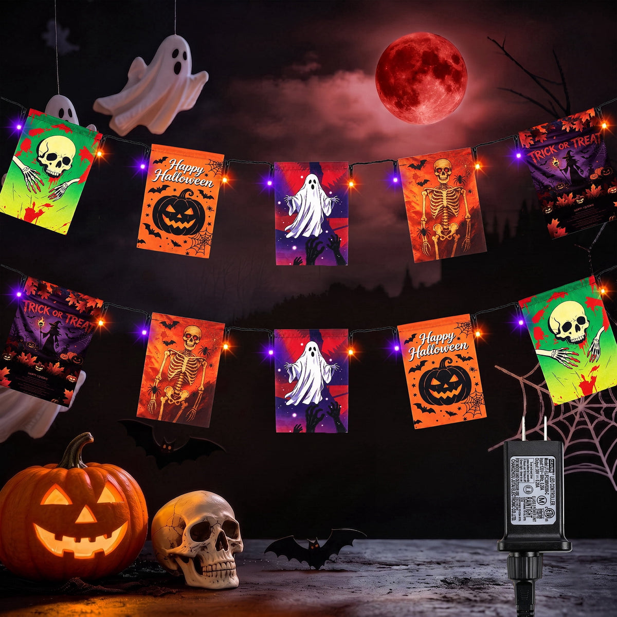Toodour Orange & Purple Halloween Lights, 82ft 200 LED Plug in Halloween String Lights with 8 Modes, Memory & Timer Function, Connectable Halloween Outdoor Lights for Home, Garden, Halloween Decor