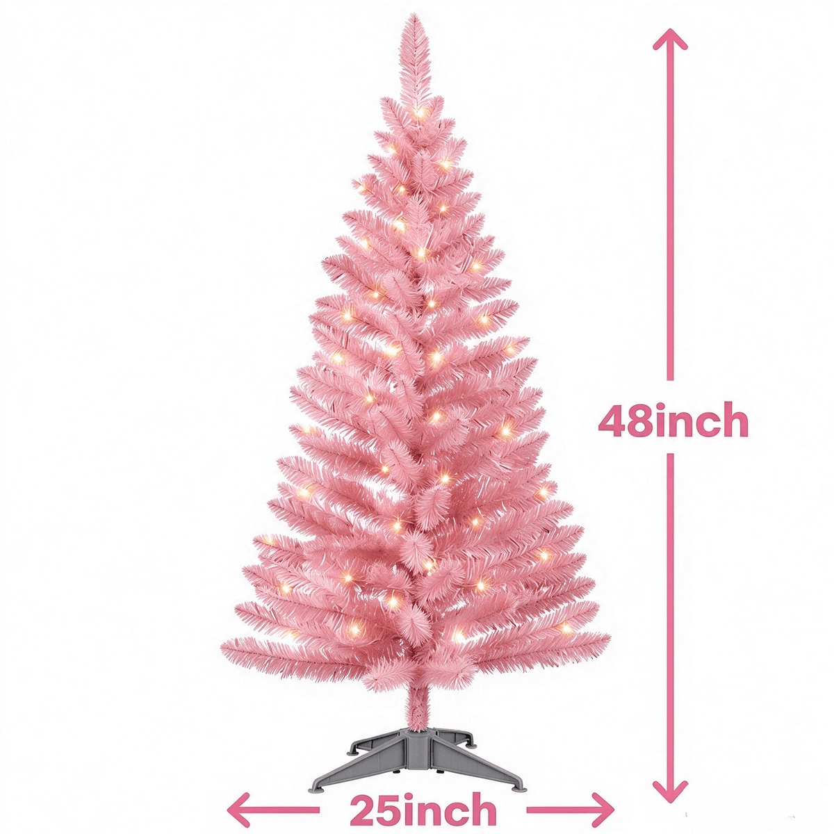 Cowin 4ft Artificial Christmas Tree,Pre-lit Tinsel Pine Spruce Tree, Small Xmas Tree for Home, Office and Party,White