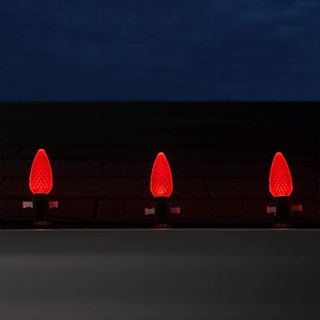 OptiCore C9 LED Red Christmas Lights, String Lights with Shatterproof Christmas Bulbs, 25 Lights, 25'