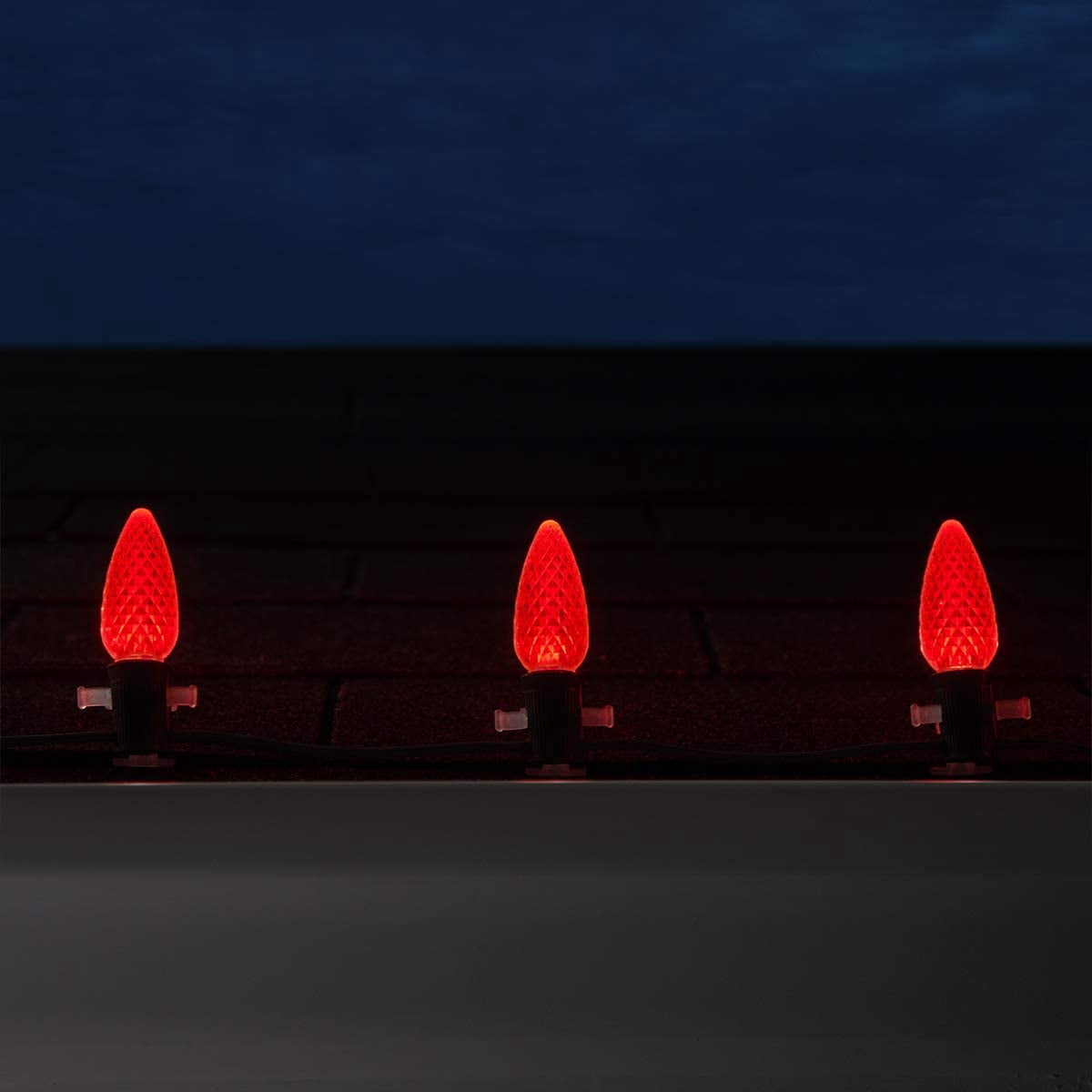 OptiCore C9 LED Red Christmas Lights, String Lights with Shatterproof Christmas Bulbs, 25 Lights, 25'