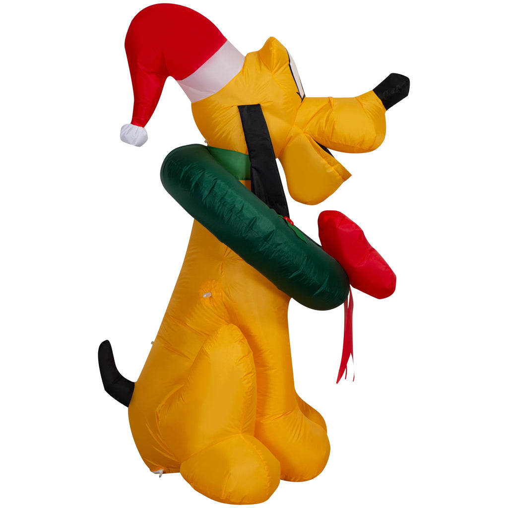 Airblown Christmas Yard Inflatable Light Pluto with Santa Hat and Wreath Disney 4.5 ft