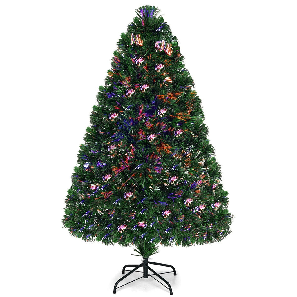 Gymax Fiber Optic 4'Artificial Christmas Tree PVC Material Metal Stand Holidy Decoration