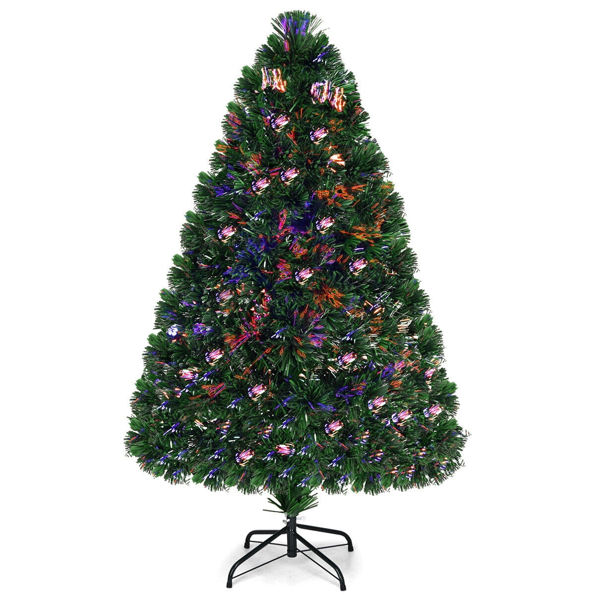 Gymax Fiber Optic 4'Artificial Christmas Tree PVC Material Metal Stand Holidy Decoration