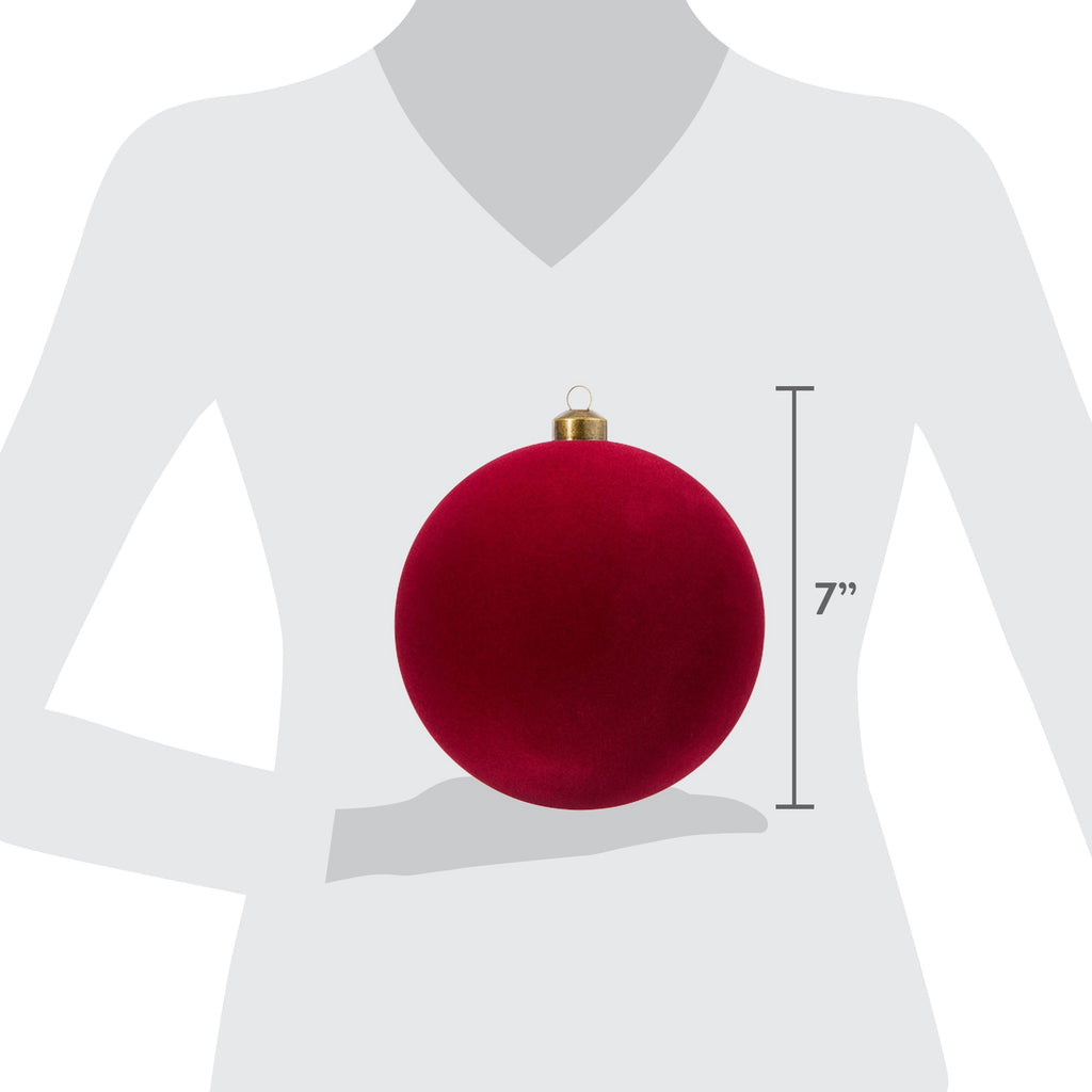 My Texas House 2-Count Burgundy Velvet-Feel Ball Shatterproof Christmas Ornaments, 7"