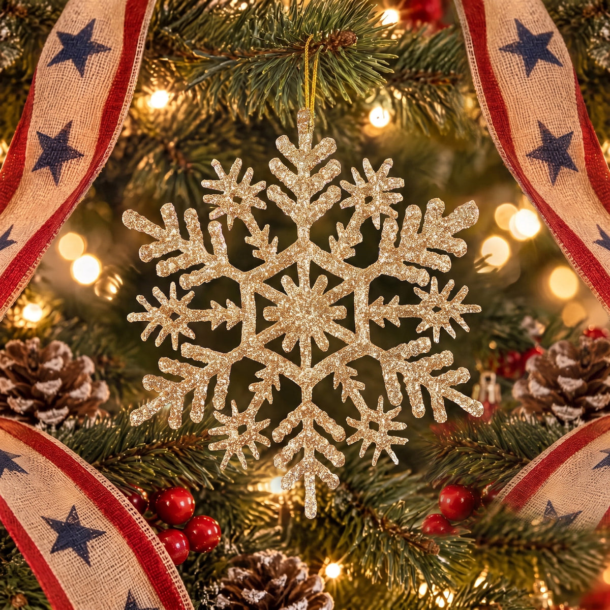 20-Count Pink Glitter Snowflake Christmas Ornaments, 3.9", by Holiday Time
