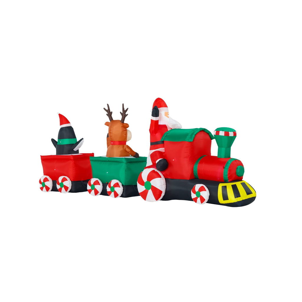 Holiday Time Multicolor Santa Train Inflatable with LED Lights, Indoor/Outdoor Christmas Decor, 11 Feet Long, Up to 12 Years