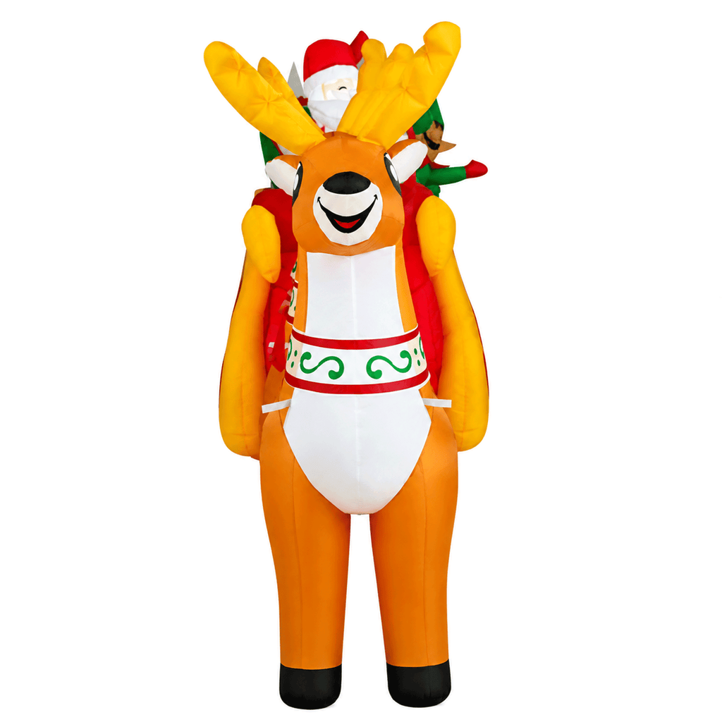 Yexmas 10ft Christmas Inflatable Santa Claus On Sleigh With 3 Reindeer Outdoor Lights Decor for Holiday Decor,Xmas Party,Yard,Garden and Lawn