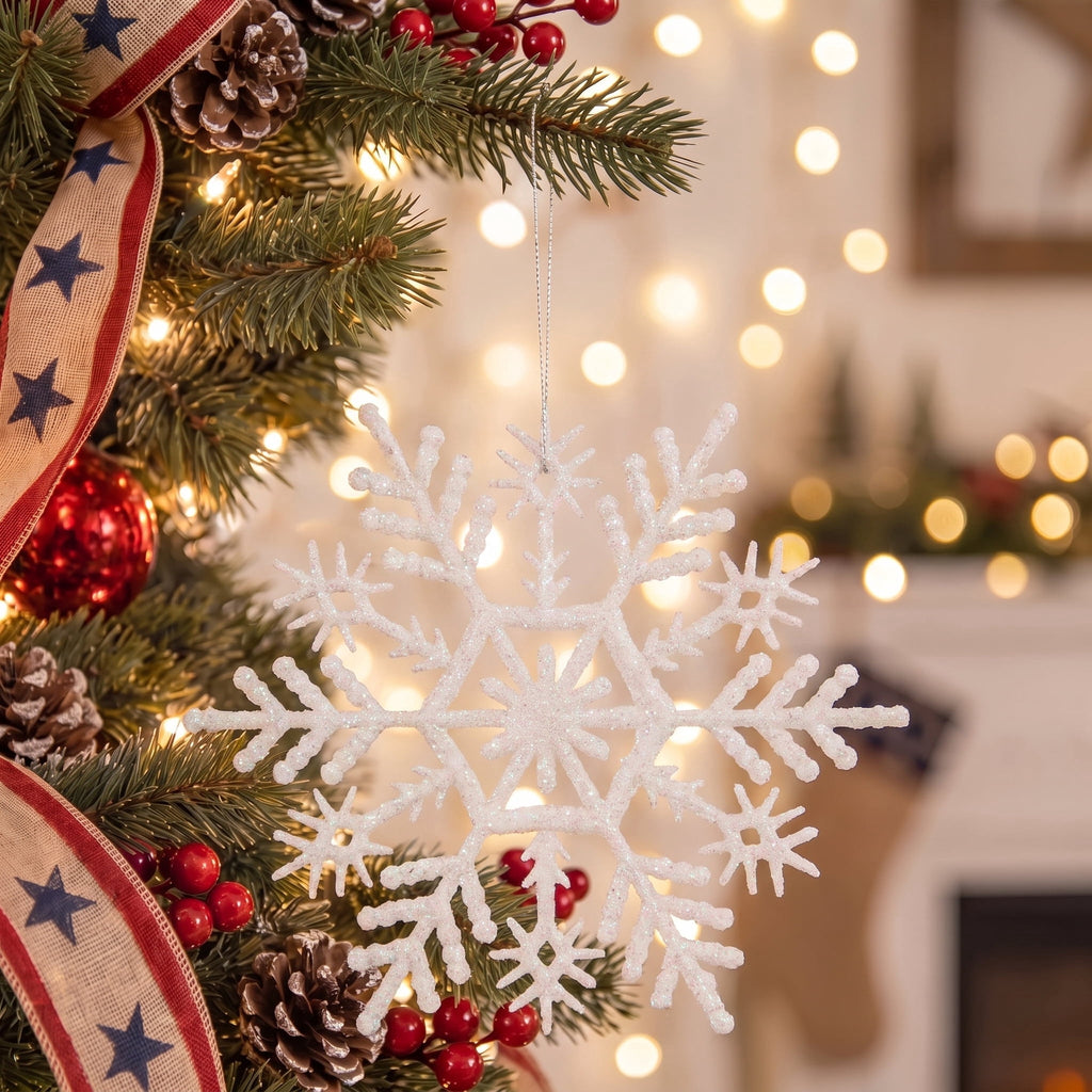 20-Count Pink Glitter Snowflake Christmas Ornaments, 3.9", by Holiday Time