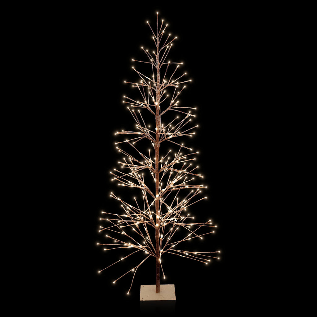Alpine Corporation 71" High Indoor/Outdoor Artificial Flocked Christmas Tree with LED Lights, Brown