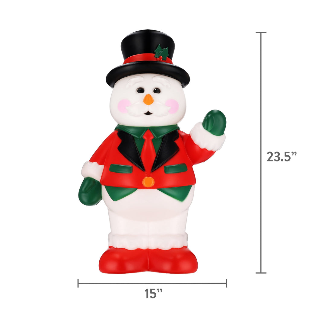 Lighted Blow Mold Snowman with Top Hat Indoor/Outdoor Christmas Decoration, Multicolor, 23.5", by Holiday Time