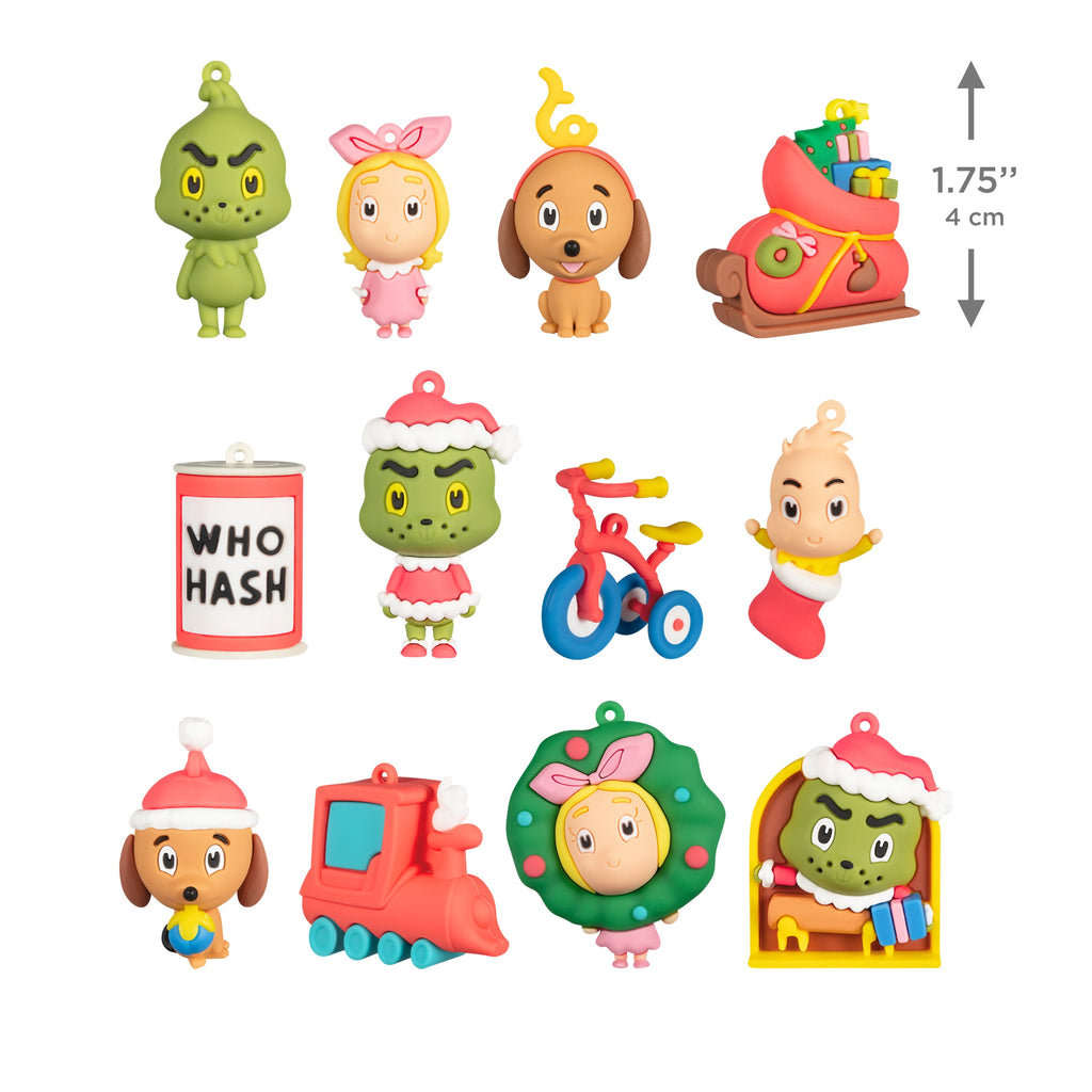 Hallmark Countdown Calendar 12 Mini Ornaments (Grinch, Christmas), 1 Count