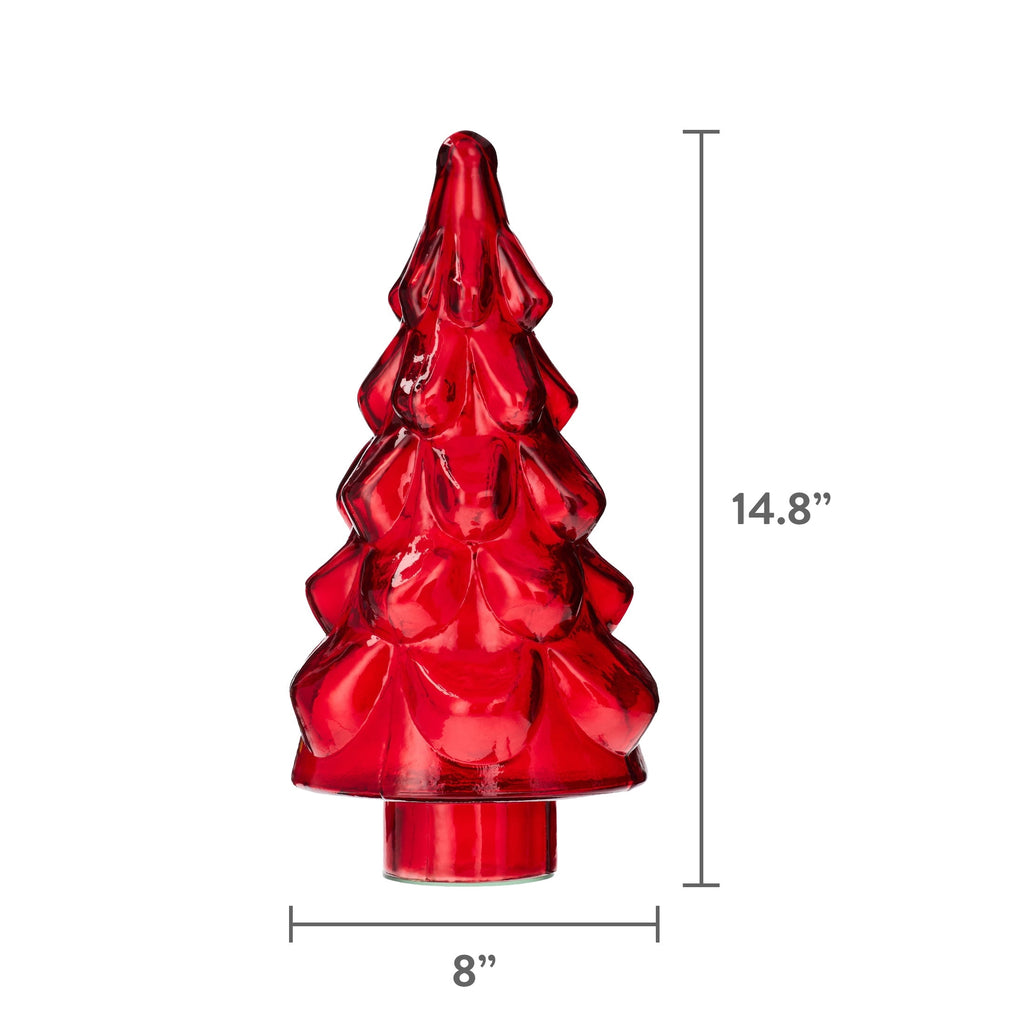 Large Glass Tree Christmas Decoration, Red, 15", by Holiday Time