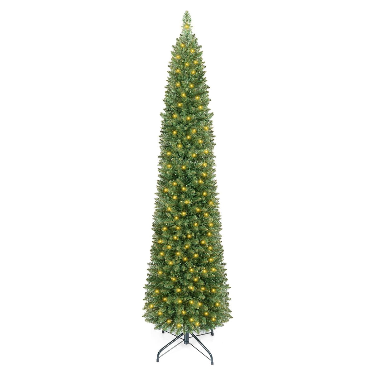 Costway 5 FT Pre-Lit Pencil Christmas Tree with 150 LED Lights & 296 Branch Tips Party