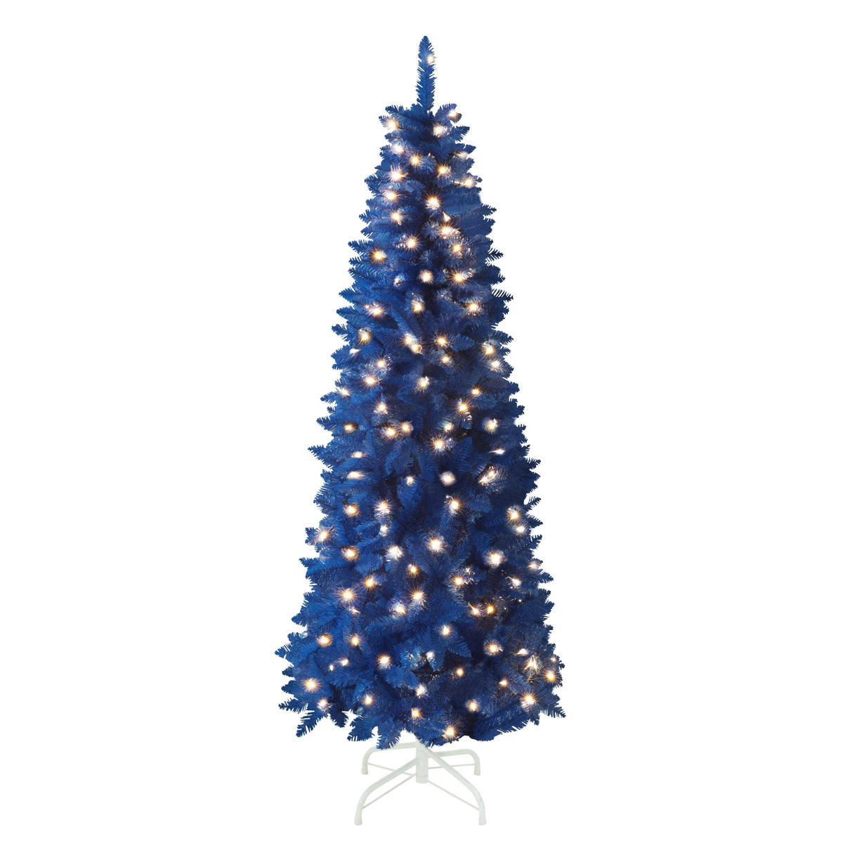 VEIKOUS 6.5ft Pre-lit Pencil Christmas Tree Slim w/250 LED Lights & Metal Stand, Green