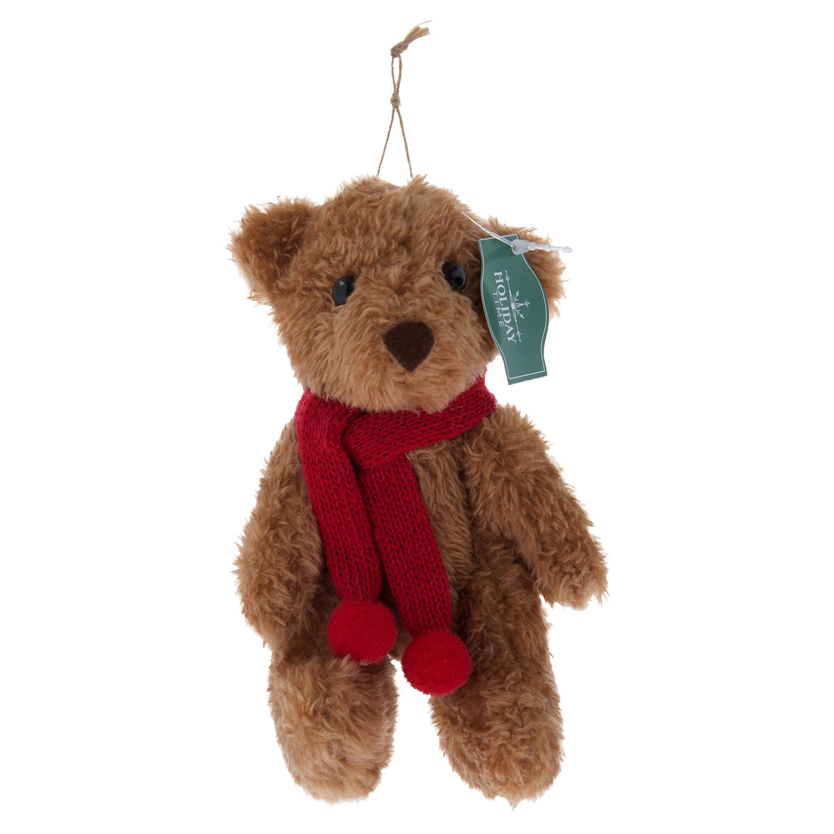 Brown and Red Plush Teddy Bear Christmas Ornament, 6", by Holiday Time