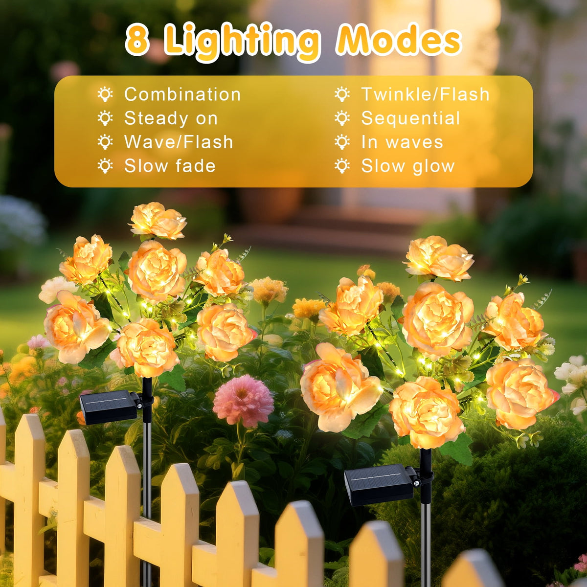 Qoosea Solar Garden Lights Outdoor Waterproof Decorative Flower New Upgraded 2 pack with 17 Butterfly Solar Lights for Garden Yard Outdoor Decor Pathway, Gifts for Mom