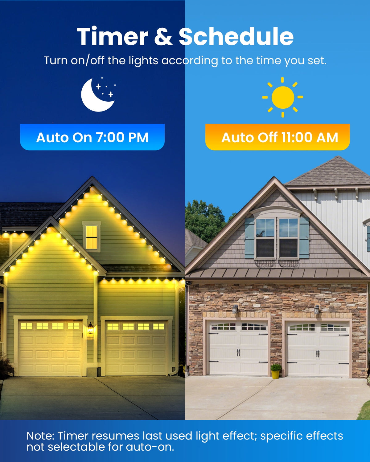DAYBETTER 50ft Permanent Outdoor Lights, RGB Eaves String Lights with 25LED, Remote/APP Control, IP65 Waterproof, for Garden Halloween Christmas Party Decorations