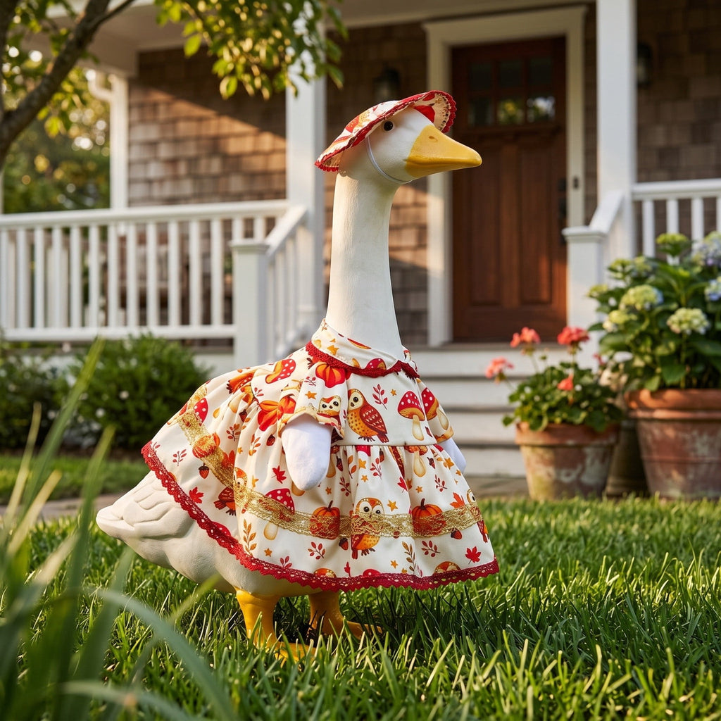 Lzobxe Porch Goose Clothes, Casual Style Lawn Yard Garden Decor for 23" High Cement or Plastic Geese, Goose Costume for All Season and Occasiona