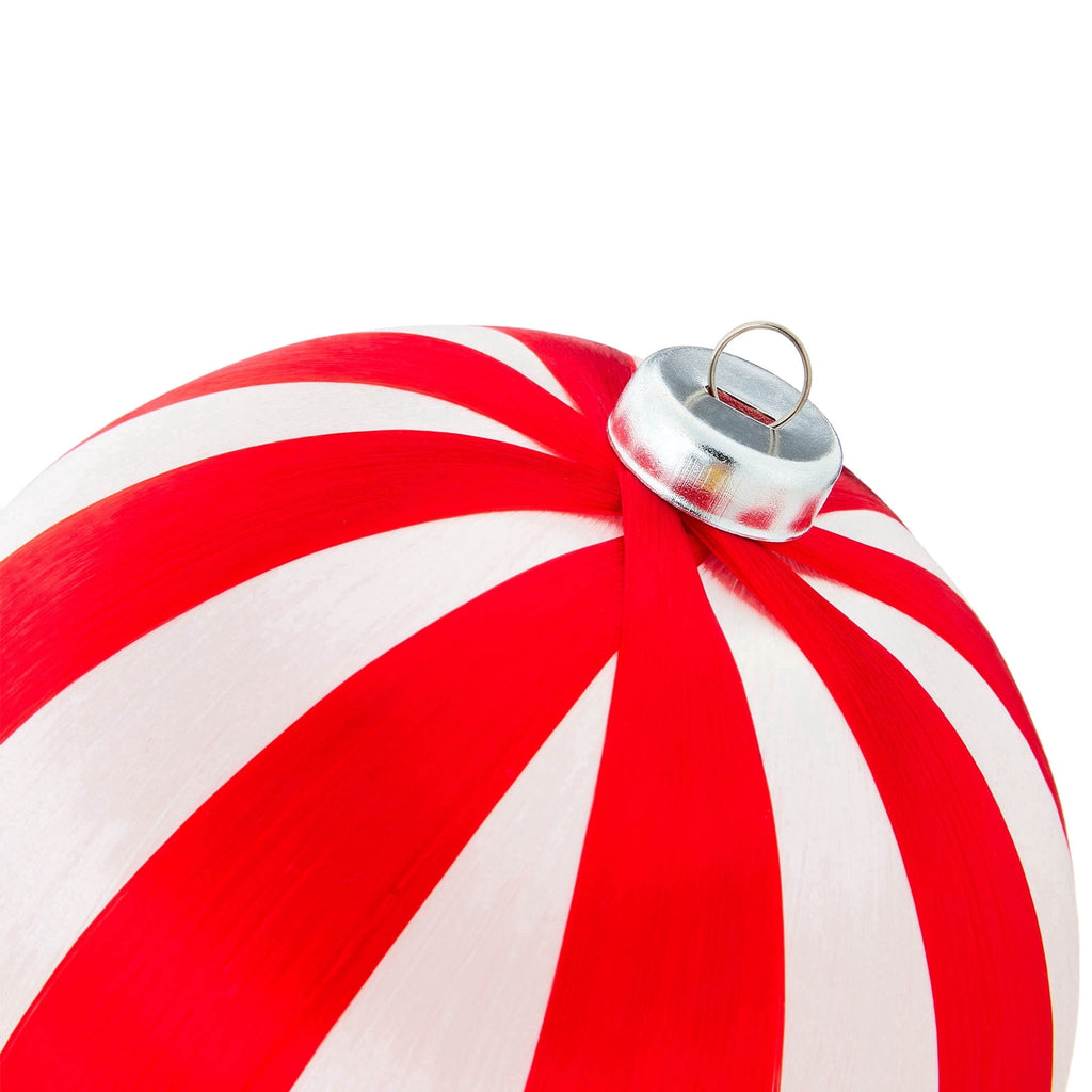 4-Count Red and White Stripe Ball Christmas Ornaments, 4", by Holiday Time