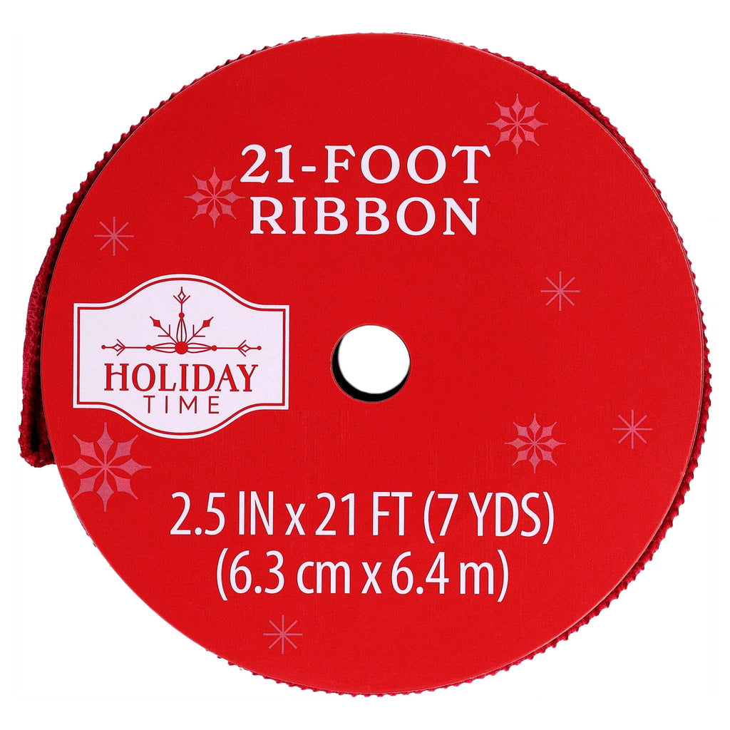 Red Embossed Christmas Ribbon, 2.5" x 21', by Holiday Time