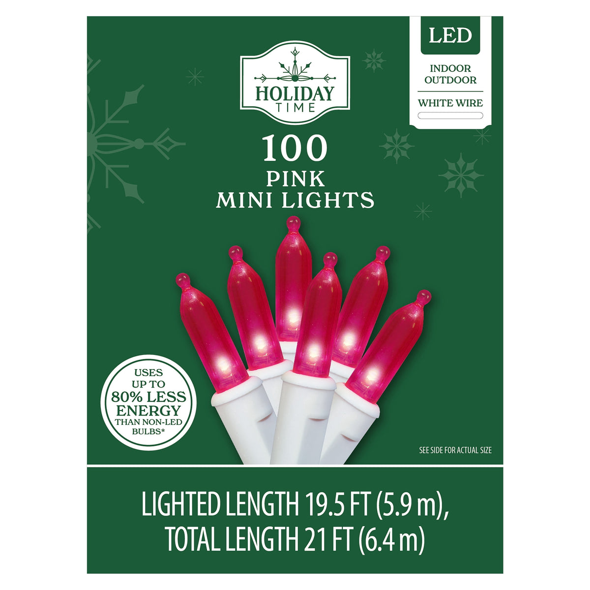Indoor/Outdoor 100-Count LED Mini Christmas String Lights, Warm White, White Wire, 19.5', by Holiday Time