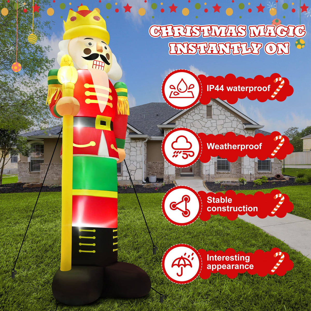 Yexmas 8FT Christmas Inflatable Nutcracker Soldier Blow Up Yard Decor with LED Light for Outdoor Christmas Party ,Garden and Lawn