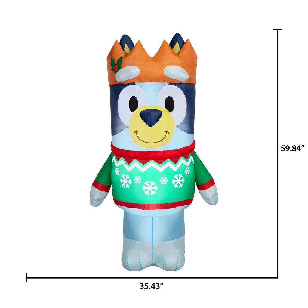Christmas Yard Inflatable Bluey in Christmas Sweater BBC, 5 ft