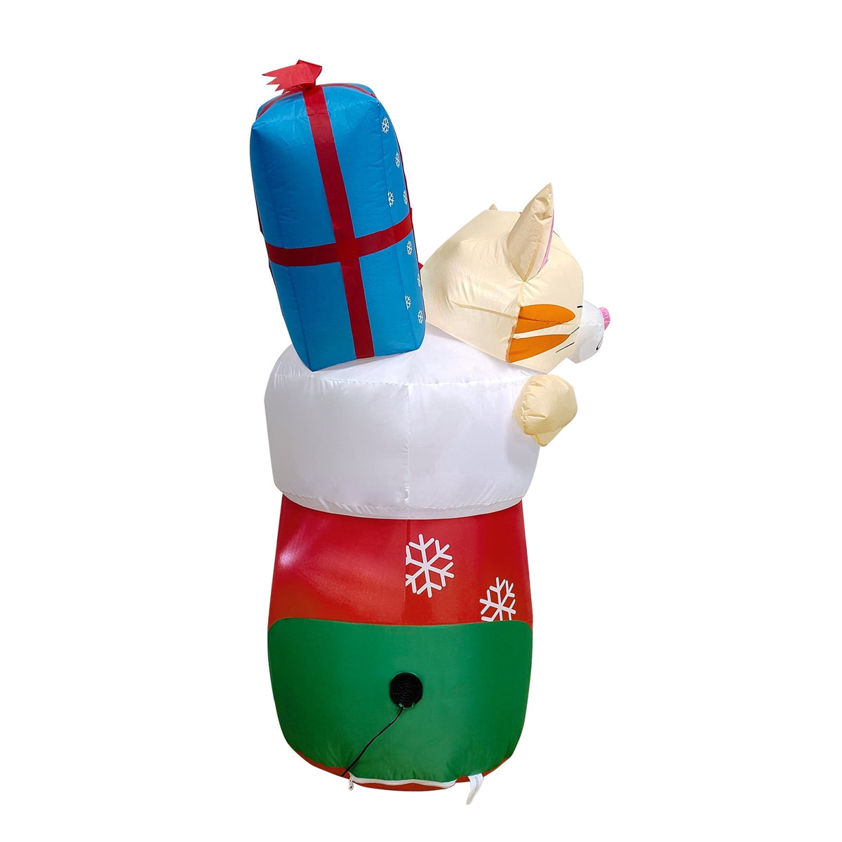 Multicolor Cat in Stocking Christmas Yard Inflatable, 4.5', by Holiday Time