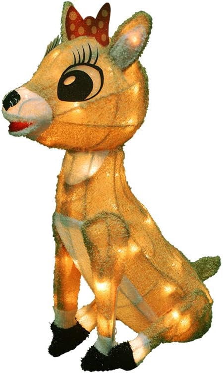 Rudolph Prelit LED Indoor/Outdoor Christmas 3D Yard Decor Sitting Clarice, with 70 White LED Lights 24"