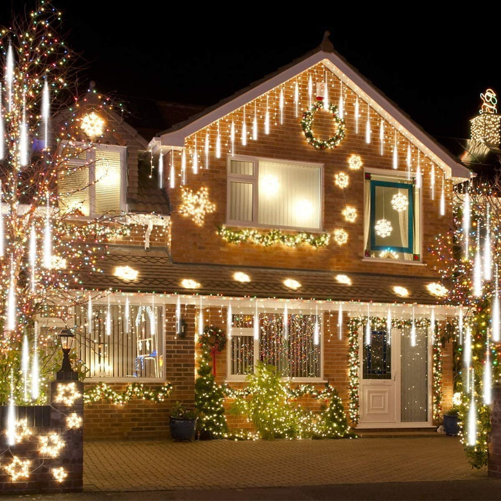 Rirool Meteor Shower Rain Lights, Valentine Lights 50cm 10 Tubes 540 LED Icicle Snow Falling Christmas Lights Outdoor Raindrop Lights, Xmas Wedding Party Tree Holiday Decoration, Blue