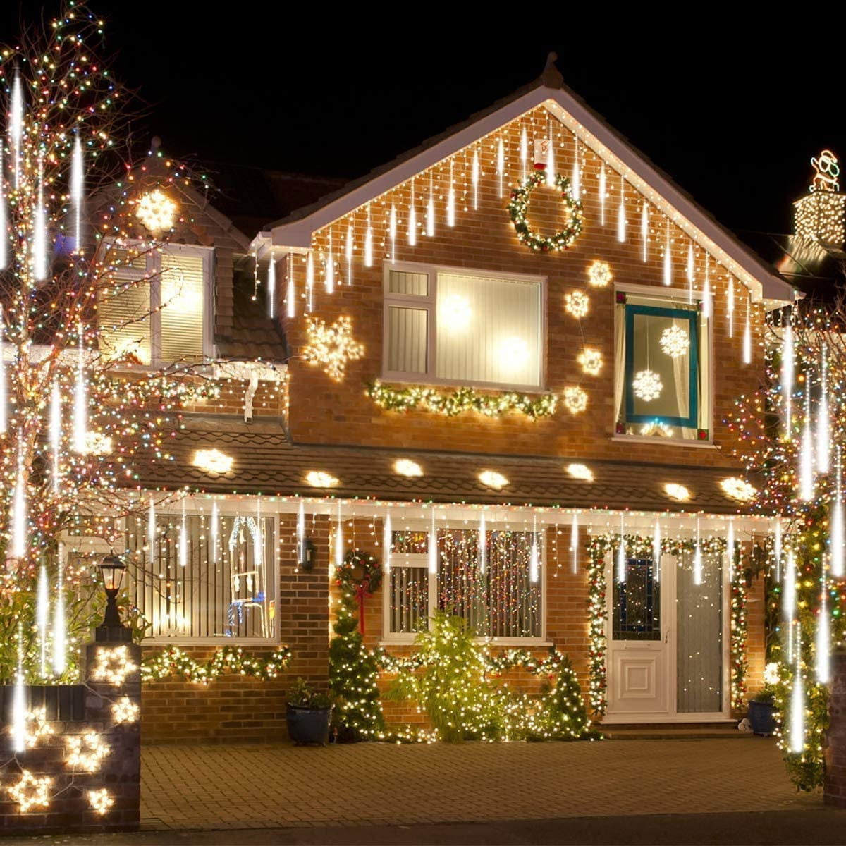 Rirool Meteor Shower Rain Lights, Valentine Lights 50cm 10 Tubes 540 LED Icicle Snow Falling Christmas Lights Outdoor Raindrop Lights, Xmas Wedding Party Tree Holiday Decoration, Blue