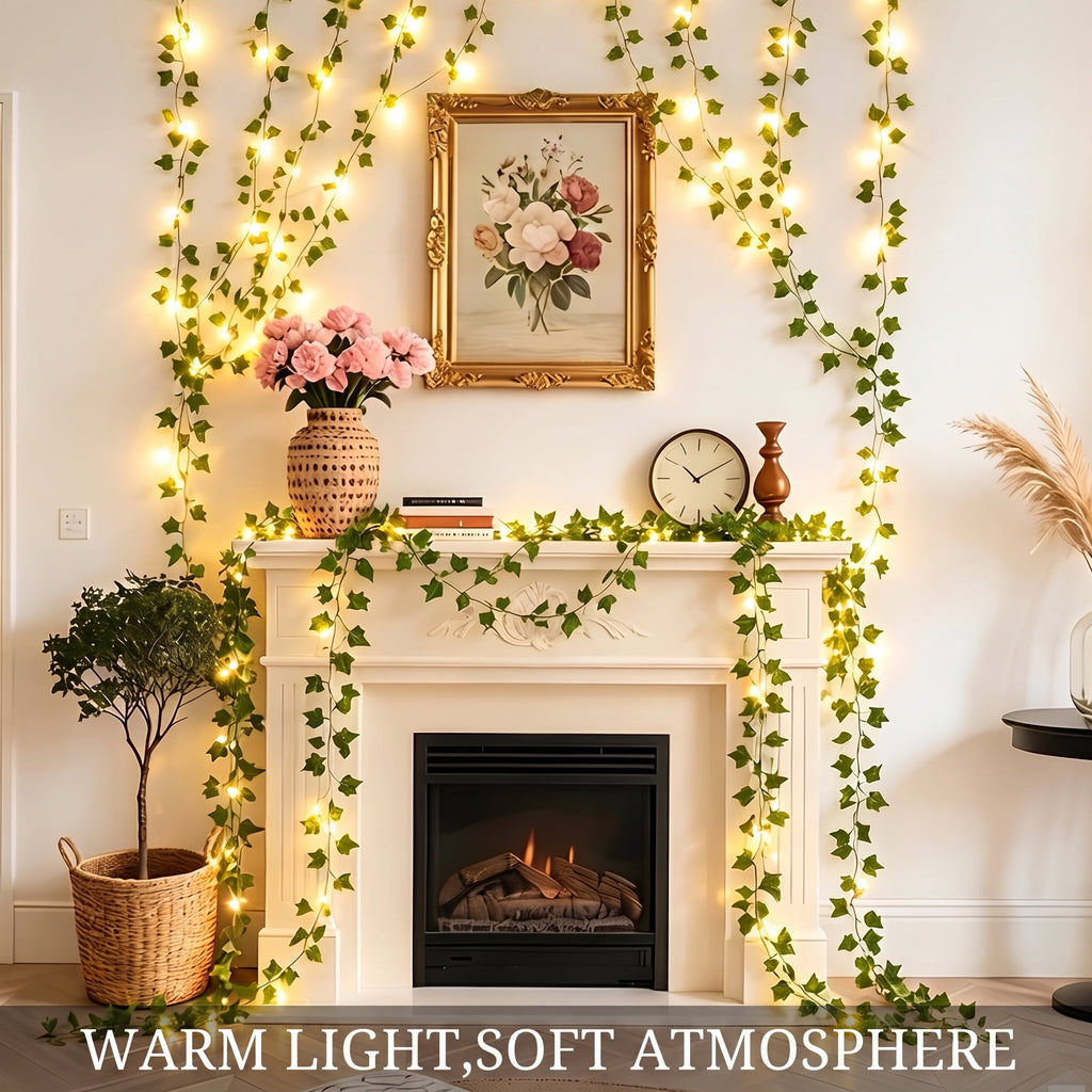 DAYBETTER Ivy Curtain String Lights, 200 LED USB Powered Hanging Artificial Plant Fairy Lights with 8 Modes, for Wedding Party Holiday Decor (9.9 x 6.6FT)