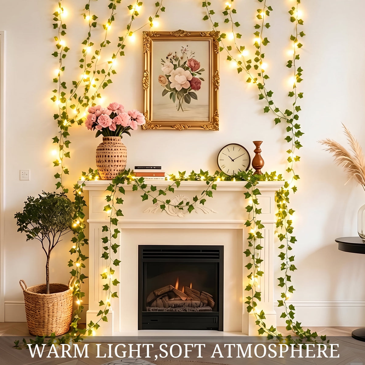 DAYBETTER Ivy Curtain String Lights, 200 LED USB Powered Hanging Artificial Plant Fairy Lights with 8 Modes, for Wedding Party Holiday Decor (9.9 x 6.6FT)