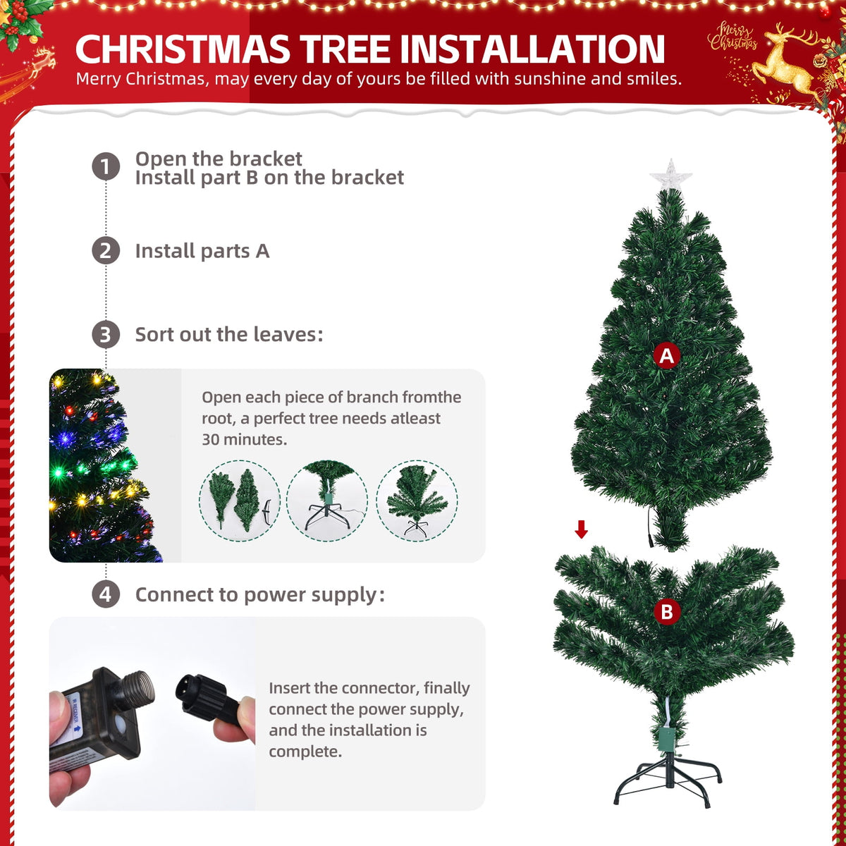 Ktaxon Black Christmas Tree 6ft Artificial Xmas Tree with 250 LEDs,Indoor Holidays Decoration,8 Modes