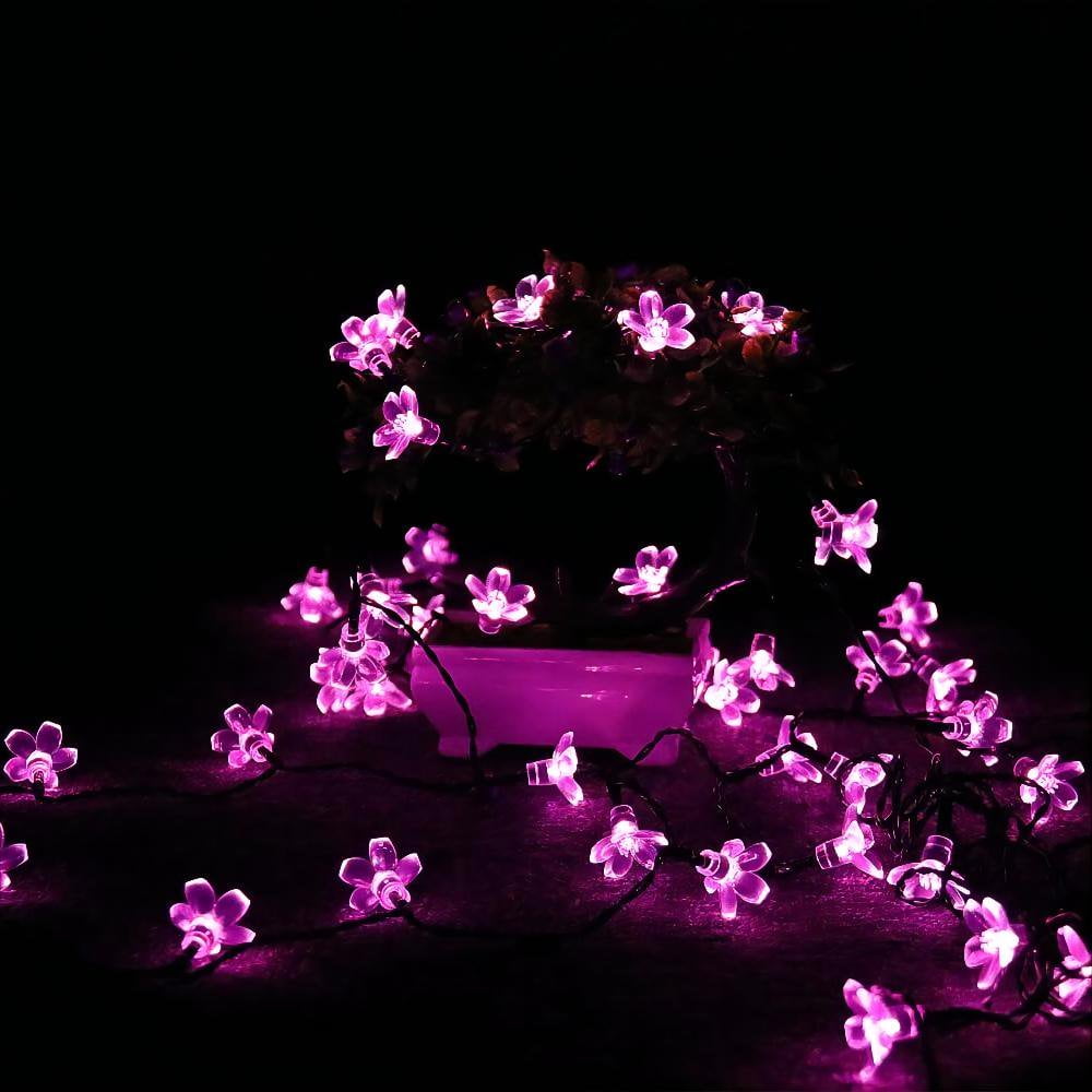 Solar Flower String Lights, Cherry Blossoms Solar Fairy Light,23ft 50 LED Outdoor Waterproof String Lights for Christmas Tree, Home, Garden, Wedding, Patio, Party Decorations(pink)