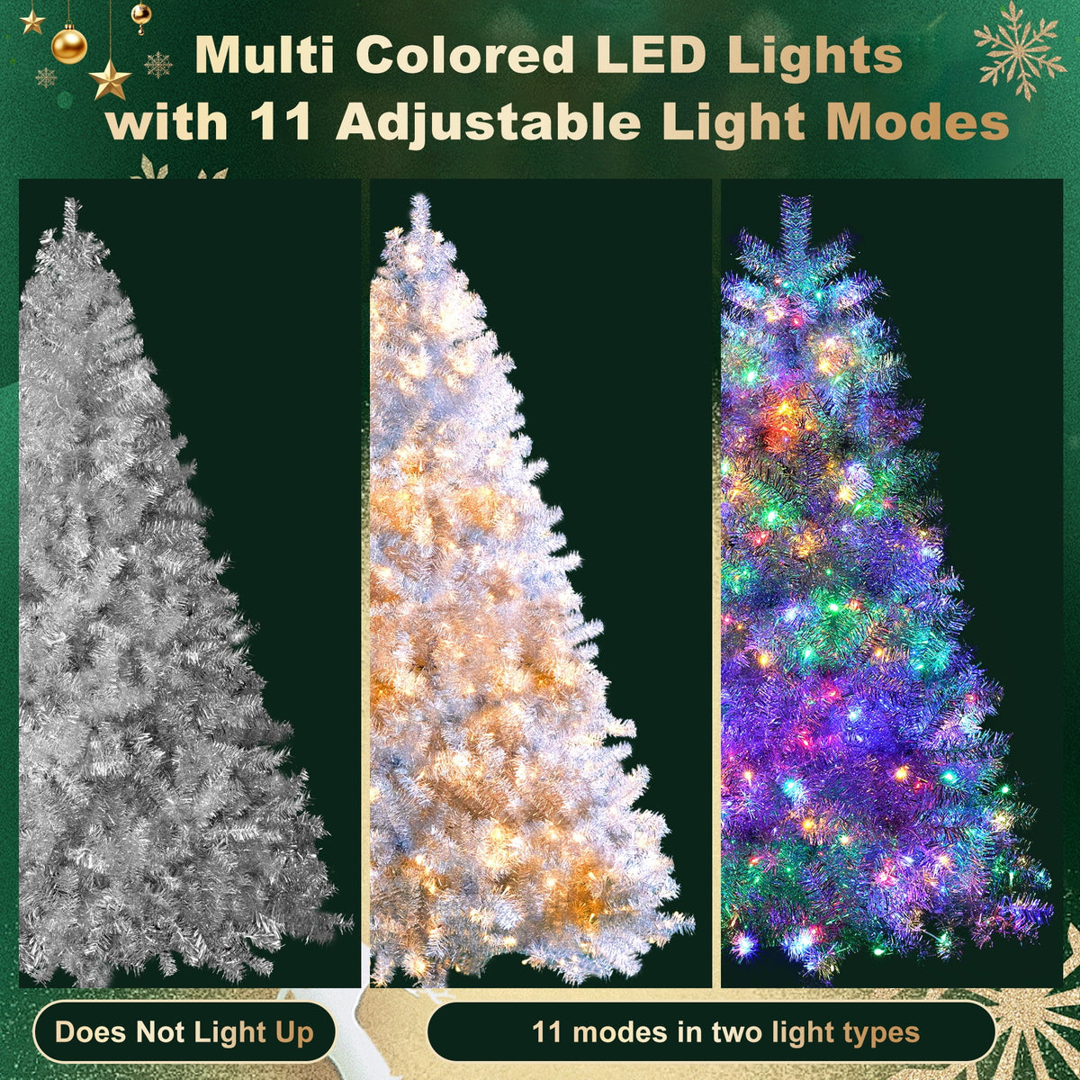 6ft Artificial Christmas Tree, 180 lED Christmas Tree with Metal Stand, Green Xmas Trees Seasonal Holiday Decoration Tree