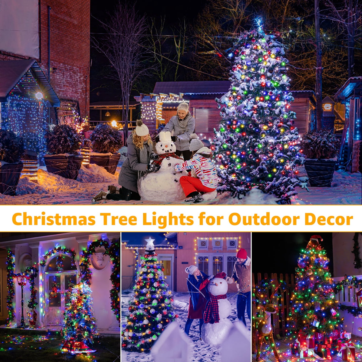 Ollny Christmas Tree Lights with Ring, 8 Modes & 3 Timers Cascading Twinkle Lights for Christmas Tree, 200 LED 6.6FT*10 Lines Waterfall Lights for Indoor Outdoor Xmas Decoration (Warm White)