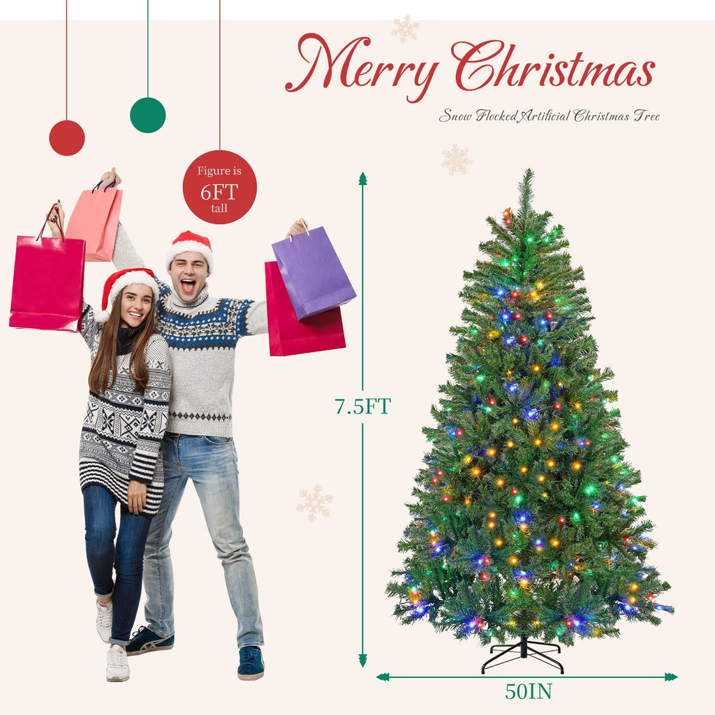 CONCETTA 6FT Pre-Lit Artificial Spruce Christmas Tree with Multicolor LED Lights, Realistic Indoor Home Holiday Decoration