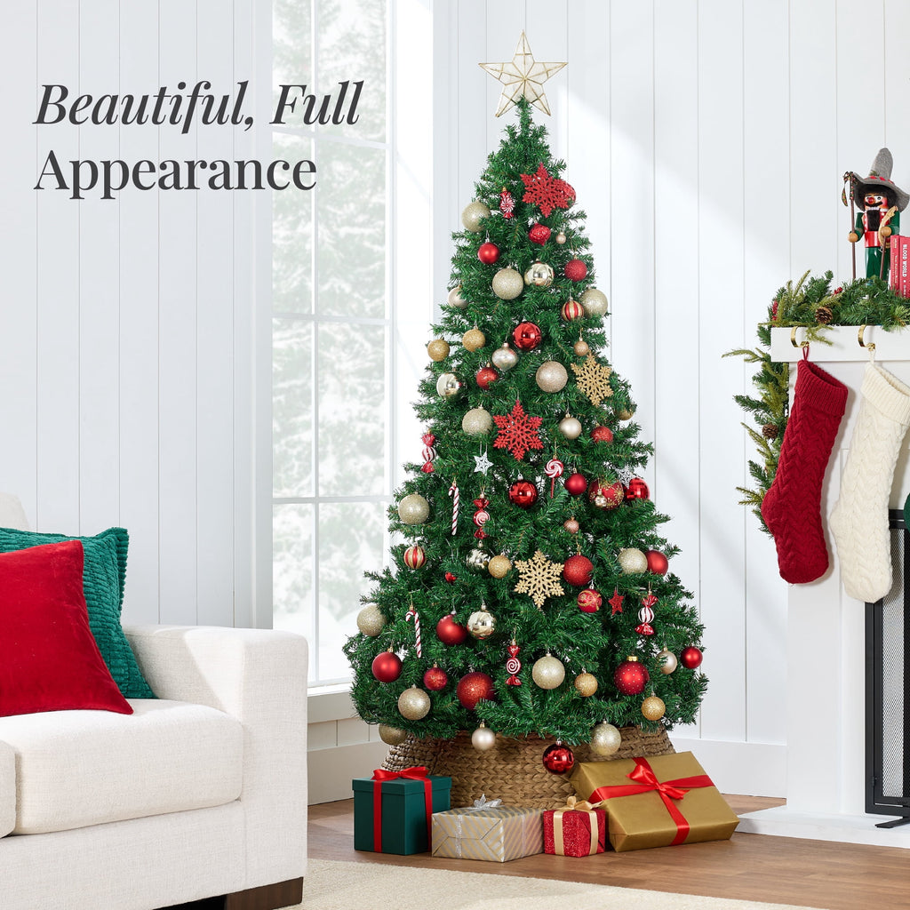 Best Choice Products 6ft Premium Hinged Artificial Christmas Pine Tree w/ 1,000 Tips, Metal Base
