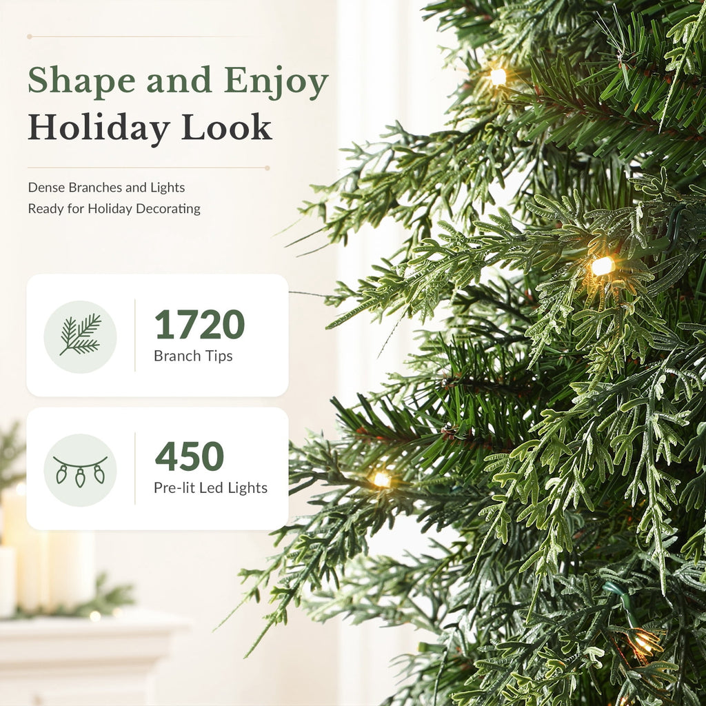 Lolsea 7ft Prelit PE Aspen Cypress Artificial Christmas Tree with Remote Control, Timer and Warm White & Multi-Color Lights