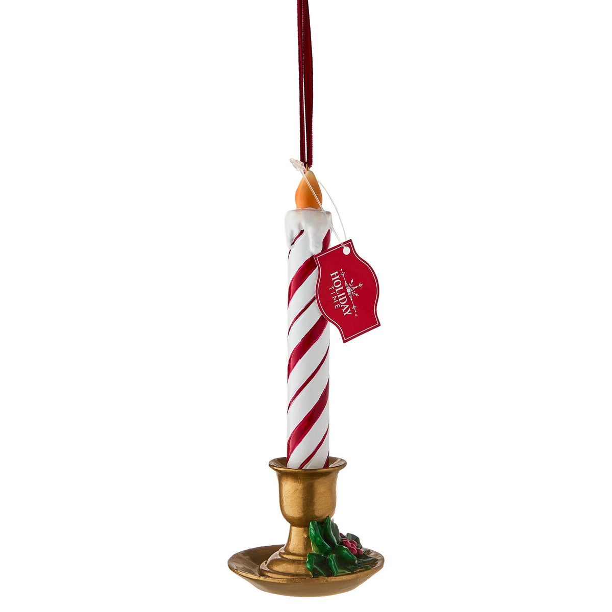 Red and White Stripe Candle Christmas Ornament, 6", by Holiday Time