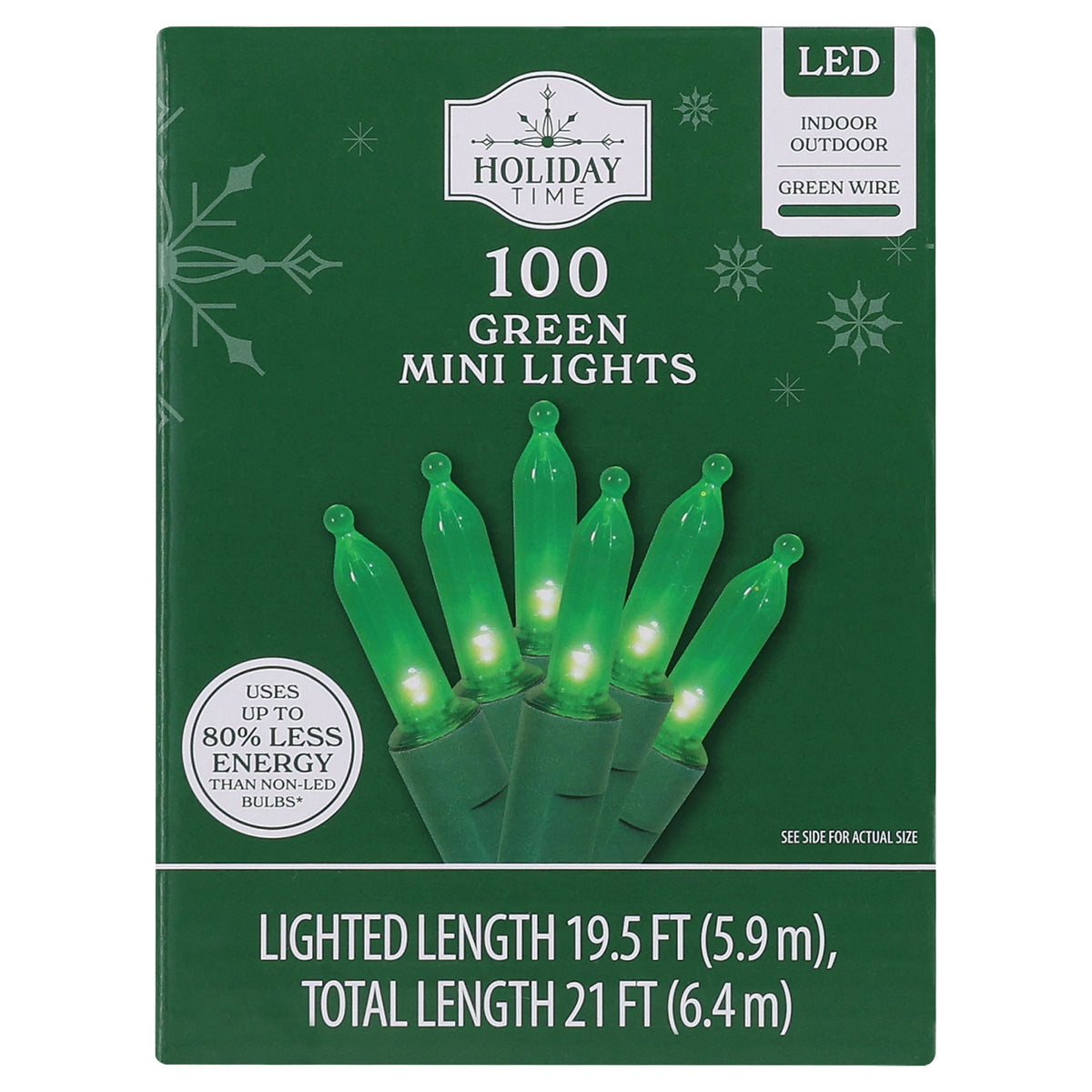 Indoor/Outdoor 100-Count LED Mini Christmas String Lights, Warm White, Green Wire, 19.5', by Holiday Time