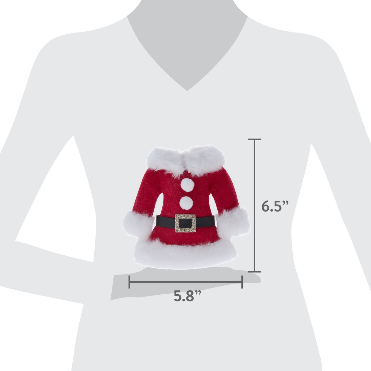 Red and White Fabric Mrs. Claus Suit Christmas Ornament, 6.5", by Holiday Time